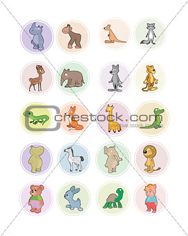 Icons animals set