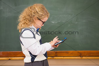 Pupil using calculator