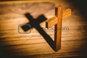 Crucifix icon on wooden table