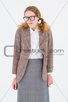 Geeky hipster woman looking nervous