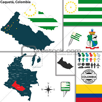 Map of Caqueta, Colombia