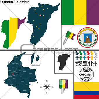 Map of Quindio, Colombia