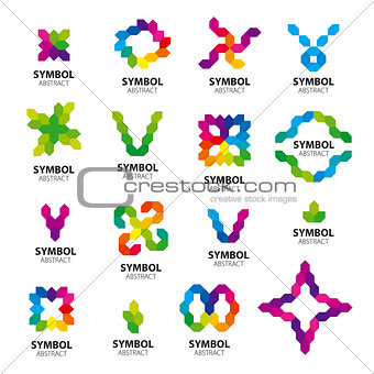big set of vector logos abstract modules