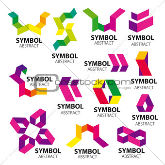 big set of vector logos of geometric modules