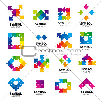 Collection of vector logos of abstract modules