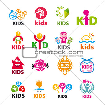 large collection of vector logos children