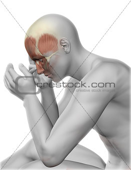 3D male figure with head pain