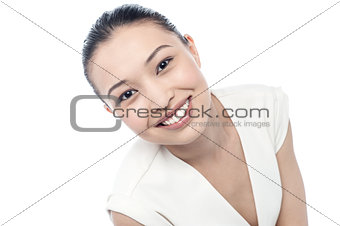 Smiling young woman isolated on white