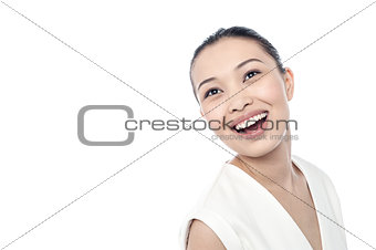 Beautiful woman with wide smiling