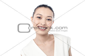 Young woman flashing a smile