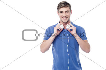 Handsome young man with earphones