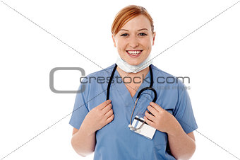 Beautiful smiling nurse, isolated on white