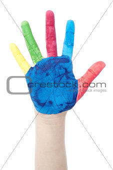 Colorfully painted hand