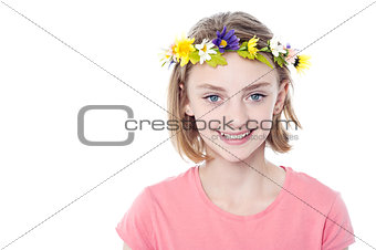 Beautiful girl wearing flower crown