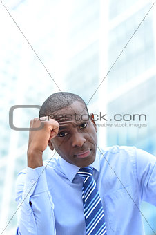 Depressed businessman at outdoors