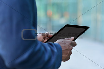 Executive hand carrying tablet pc
