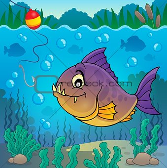 Piranha fish underwater theme 3