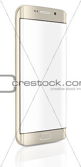 Smartphone edge with blank screen on white background