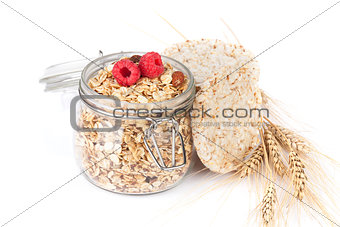 Healthy breakfast with muesli and berries