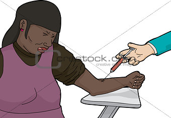 Isolated Woman in Pain From Needle