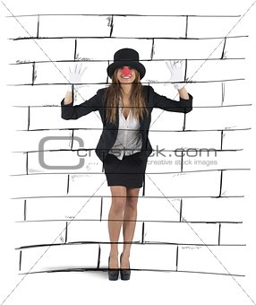 Mime imagining a wall