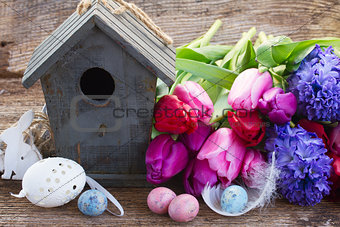 easter eggs with birdcage