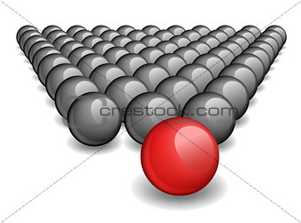 Follow the leader, Unique red ball Vector image