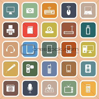 Gadget flat icons on orange background