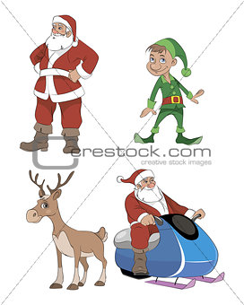  Santa, deer, elf