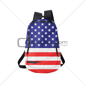 American flag backpack isolated on white