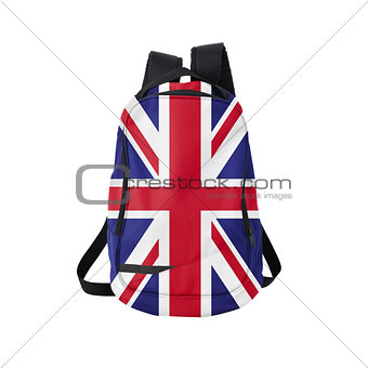 UK flag backpack isolated on white