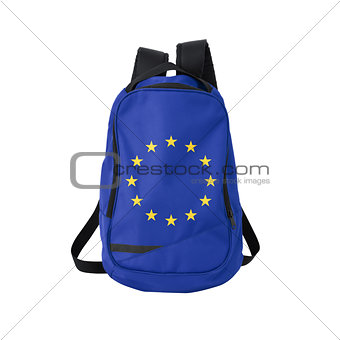 EU flag backpack isolated on white