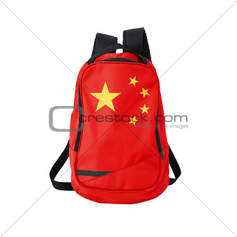 China flag backpack isolated on white