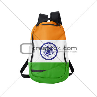 India flag backpack isolated on white