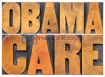 obamacare typography in wood type