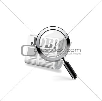 Magnifying glass over a newspaper. Vector