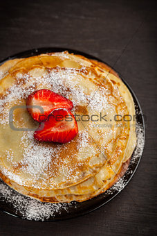 Crepes with fresh strawberries
