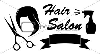 beauty symbol with woman hair and scissors