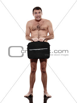 business man naked with briefcase silhouette