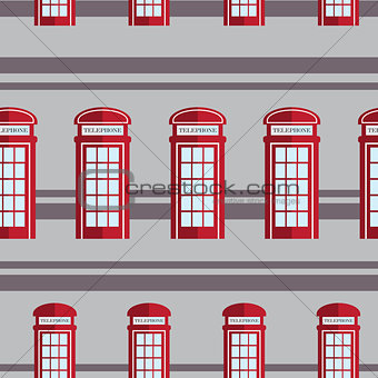 Red telephone box  seamless pattern