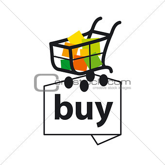 vector logo basket with goods to buy
