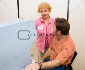 Volunteer Explains Voting Machine