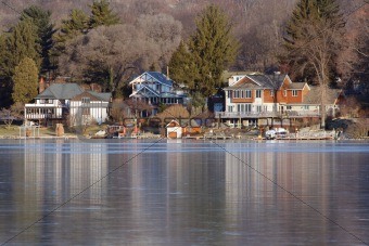 Houses on a frozen lake