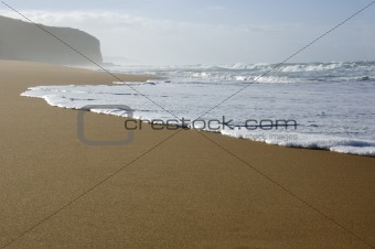 Waves on a deserted beach