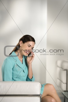 Business woman on cell phone.