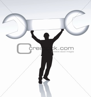 man lifting a spanner
