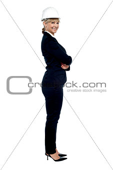 Female business architect posing sideways