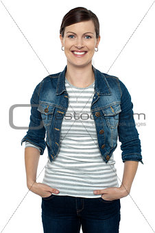 Gorgeous middle aged woman in trendy clothes