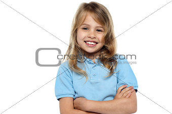 Young girl child with hands crossed