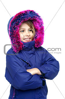 Innocent young girl enjoying cold weather